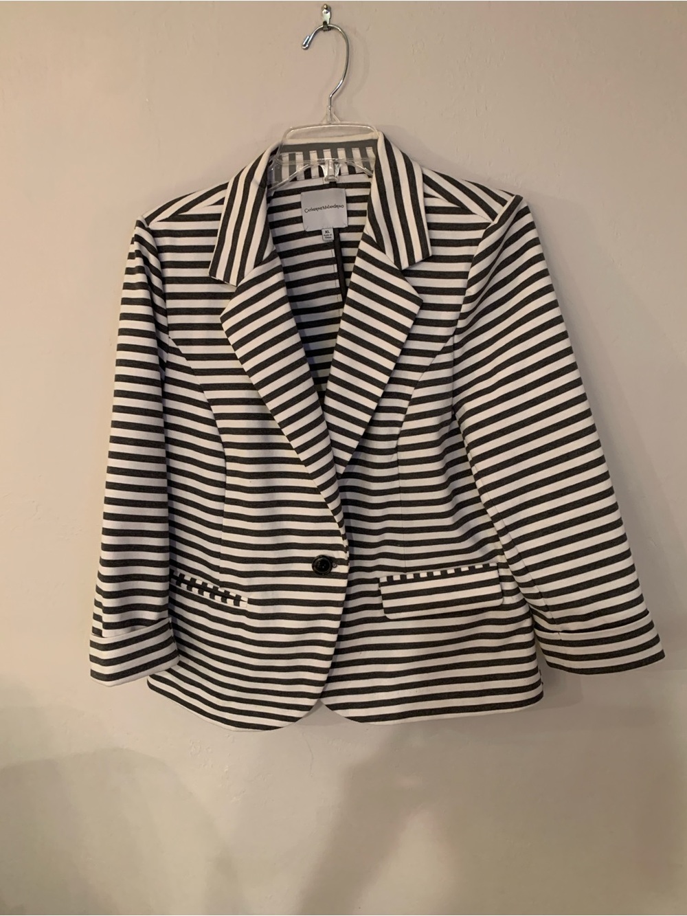 Catherine Malandrino Black & White Striped Nautical Blazer XL no flaw
